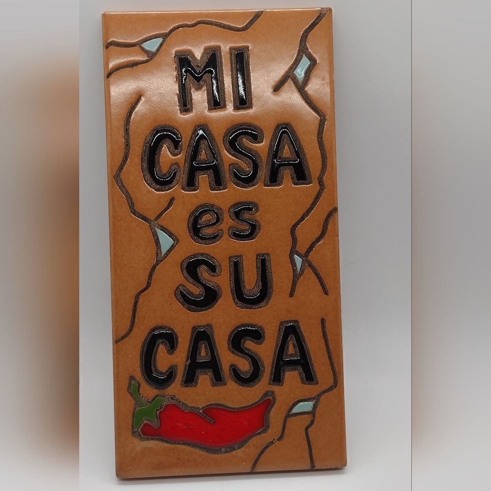 Made in Italy Decorative Tile with Red Pepper Design